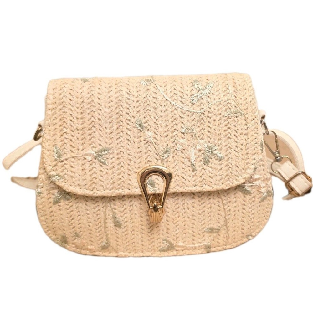 Unbranded Womens Straw Woven Spring Floral Crossbody Purse Cottagecore Whimsy
